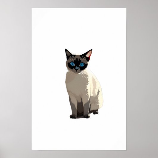 Siamese Kat Wall Art Elektrische Blauwogige Kat Li Poster (Voorkant)