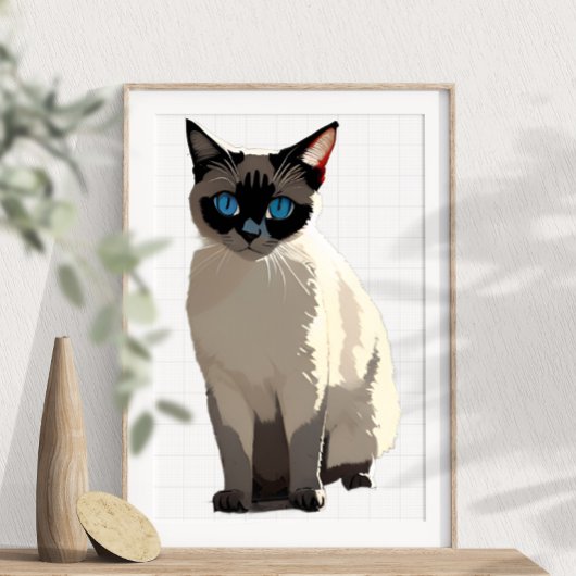Siamese Kat Wall Art Elektrische Blauwogige Kat Li Poster