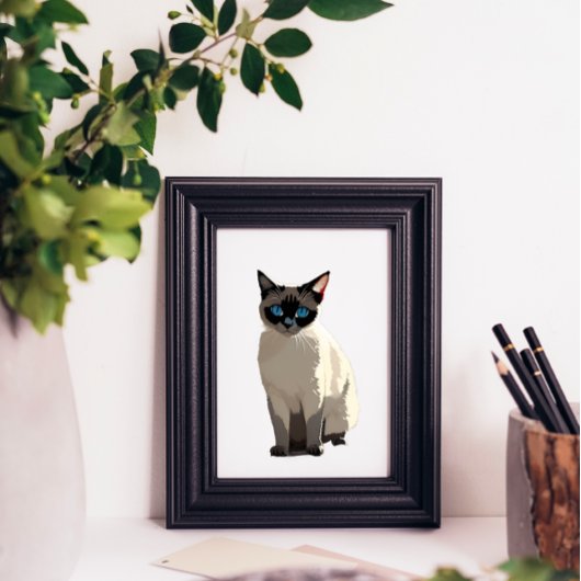 Siamese Kat Wall Art Elektrische Blauwogige Kat Li Poster