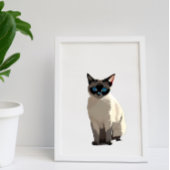 Siamese Kat Wall Art Elektrische Blauwogige Kat Li Poster