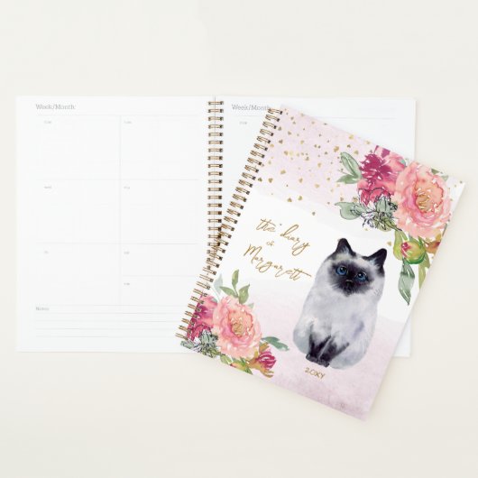 Siamese kat Waterverf illustratie meisje Planner (Display)