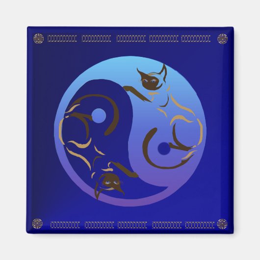 Siamese Kat Yin en Yang Magnet (Voorkant)
