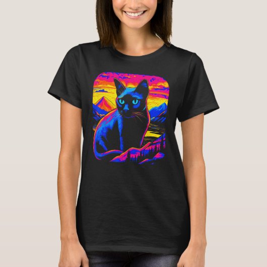 Siamese Kat Zonsondergang T-shirt (Voorkant)