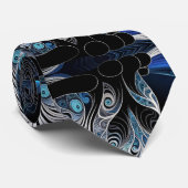 Siamese kat, zwart blauw en wit abstract stropdas (Opgerold)