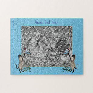 Siamese katten Butterflies Foto Lijst Sjabloon Legpuzzel