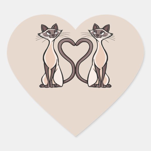 Siamese katten Harthart ticker Hart Sticker (Voorkant)