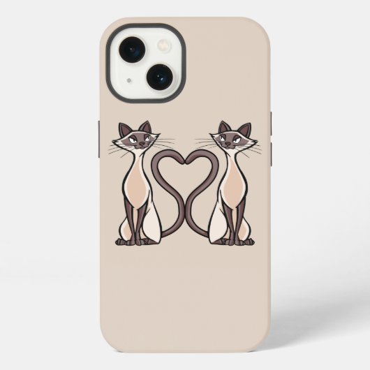 Siamese Katten Heart iPhone Hoesje (Achterkant)