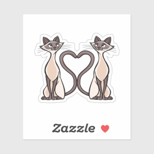 Siamese Katten Heart Sticker (Vel)