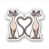 Siamese Katten Heart Sticker (Voorkant)