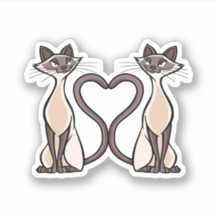 Siamese Katten Heart Sticker