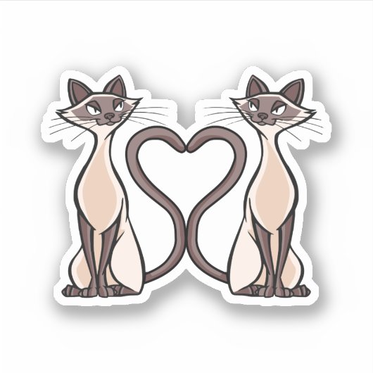 Siamese Katten Heart Sticker (Voorkant)