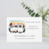 Siamese katten homoseksuele paren bewaren de datum kaart (Staand voorkant)