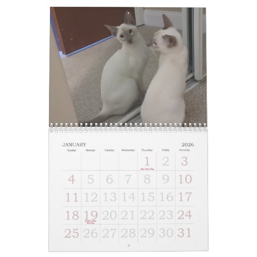 Siamese katten kalender (Jan 2026)
