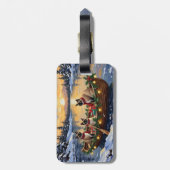 Siamese Katten Kerst Boot Vakantie Bagagelabel (Achterkant verticaal)