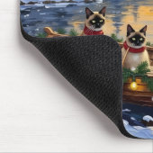 Siamese Katten Kerst Boot Vakantie Muismat (Hoek)