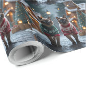 Siamese Katten Kerst Sneeuw Vakantie Cadeaupapier (Rol Hoek)