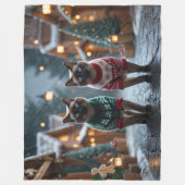 Siamese Katten Kerst Sneeuw Vakantie Fleece Deken (Voorkant)