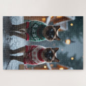 Siamese Katten Kerst Sneeuw Vakantie Legpuzzel (Horizontaal)
