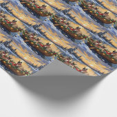 Siamese Katten Kerstboot Vakantie Cadeaupapier (Hoek)
