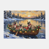 Siamese Katten Kerstboot Vakantie Deurmat (Voorkant)