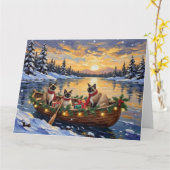 Siamese Katten Kerstboot Vakantie Kaart (Gele Bloem)