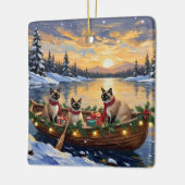 Siamese Katten Kerstboot Vakantie Keramisch Ornament (Links)