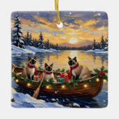 Siamese Katten Kerstboot Vakantie Keramisch Ornament (Voorkant)