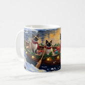 Siamese Katten Kerstboot Vakantie Koffiemok (Voorkant links)