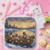 Siamese Katten Kerstboot Vakantie Papieren Bordje (Feest)