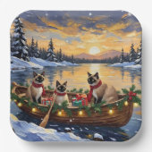 Siamese Katten Kerstboot Vakantie Papieren Bordje (Voorkant)