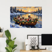 Siamese Katten Kerstboot Vakantie Poster (Thuiskantoor)