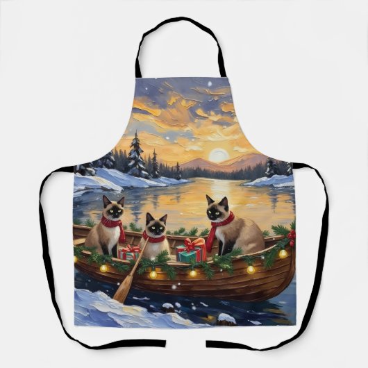 Siamese Katten Kerstboot Vakantie Schort (Voorkant)