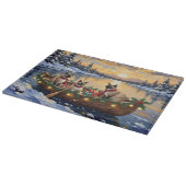 Siamese Katten Kerstboot Vakantie Snijplank (Hoek)