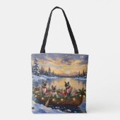 Siamese Katten Kerstboot Vakantie Tote Bag (Achterkant)
