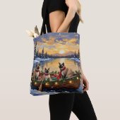 Siamese Katten Kerstboot Vakantie Tote Bag (Dichtbij)