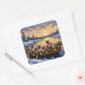 Siamese Katten Kerstboot Vakantie Vierkante Sticker (Envelop)