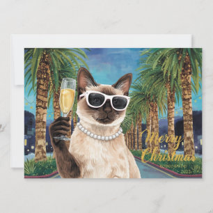Siamese Katten Kerstgroet uit Californië Feestdagenkaart
