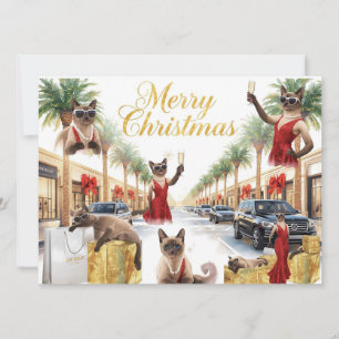 Siamese Katten Kerstgroet uit Californië Feestdagenkaart