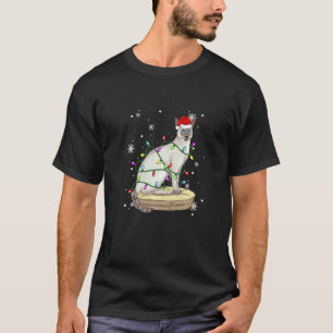 Siamese Katten Kerstverlichting Kerstkat Santa hoe T-shirt