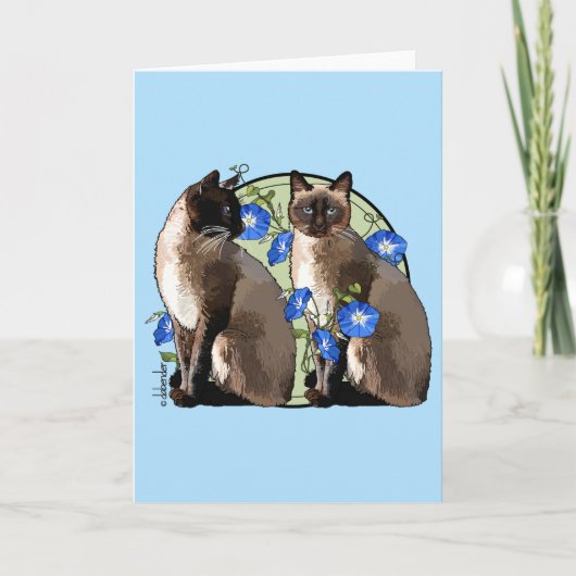 Siamese katten met morende glorie kaart (Voorkant)