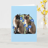 Siamese katten met morende glorie kaart (Gele Bloem)