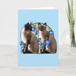 Siamese katten met morende glorie kaart