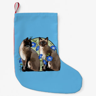 Siamese katten met morende glorie kleine kerstsok