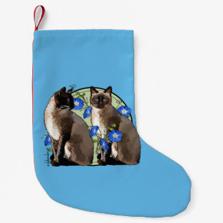 Siamese katten met morende glorie kleine kerstsok