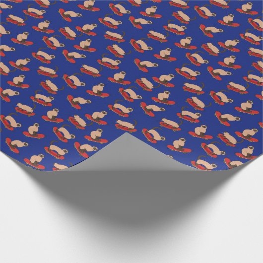 Siamese Katten Skateboards:  Patroon Cadeaupapier (Hoek)