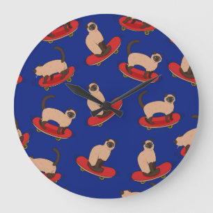 Siamese Katten Skateboards: Patroon Grote Klok