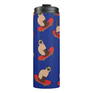 Siamese Katten Skateboards: Patroon Thermosbeker
