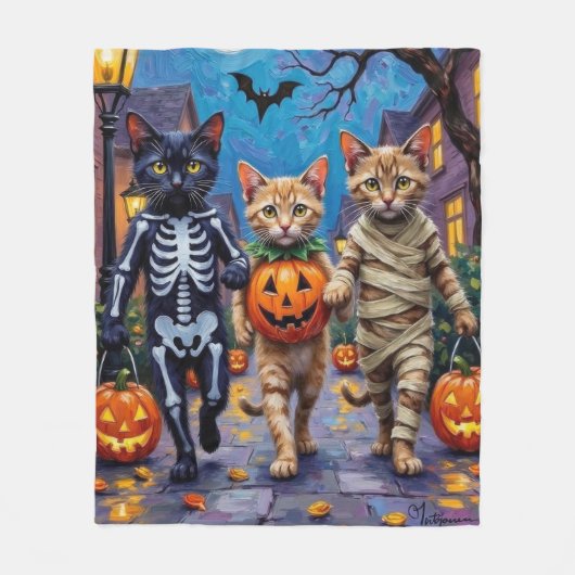 Siamese Katten Trick-or-Treating Halloween Kostuum Fleece Deken (Voorkant)