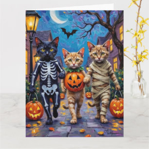 Siamese Katten Trick-or-Treating Halloween Kostuum Kaart