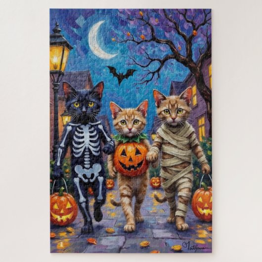 Siamese Katten Trick-or-Treating Halloween Kostuum Legpuzzel (Verticaal)